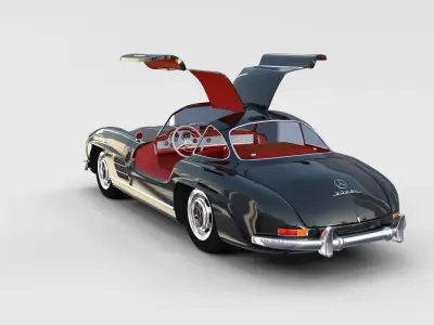 Rigged Mercedes 300SL Gullwing with Interior rev 3D model