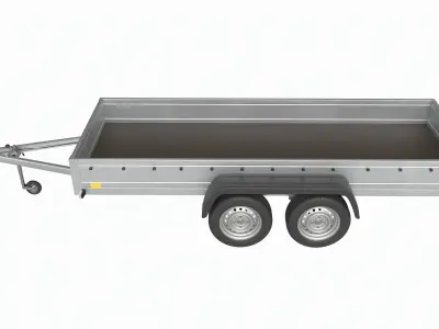 Double axle car trailer jockey wheel extended 3D model