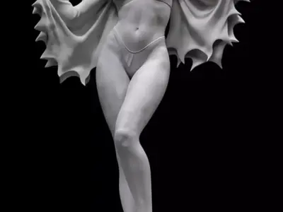 Vampire Woman 3D Fantasy Character Bat Wings Elegant Pose Low-poly 3D model