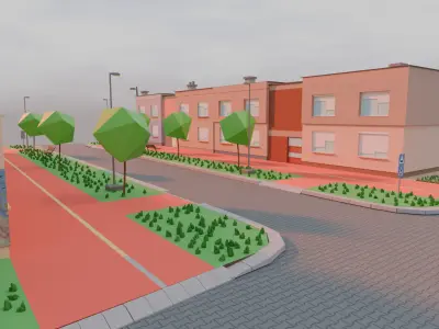 Lowpoly City free urban asset  Free low-poly 3D model