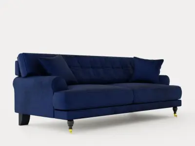 Sidbury Velvet Blue Sofa Low-poly 3D model