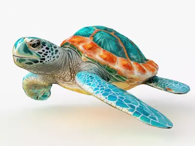 Sea Turtle Cartoons  Low-poly 3D model