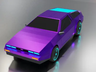 Delorean Low-poly Sci-fi game ready Low-poly 3D model