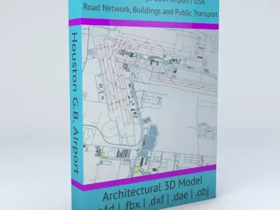 Houston George Bush IAH Airport Roads Buildings and Public Trans 3D model