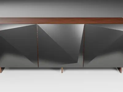 Drawer modern sideboard made of wood and metal Low-poly 3D model