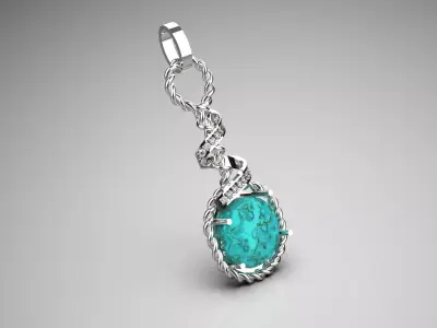 Special women pendant turquoise and diamond model jp0226 3D print model
