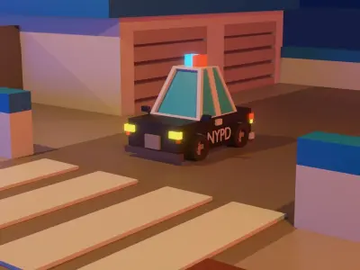 Low Poly Police Department Cartoon Low-poly 3D model