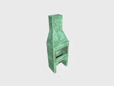 Brazilian Barbecue Grill 01 Jade Brick - Interior Design Low-poly 3D model