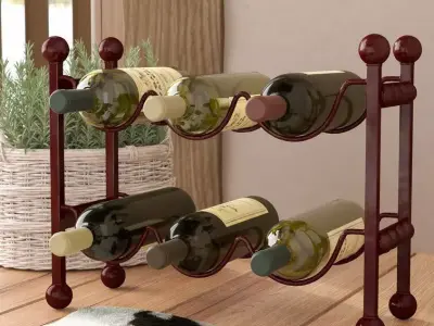 Cercis Floor Wine Bottle Rack in Montana Rustic Free 3D model