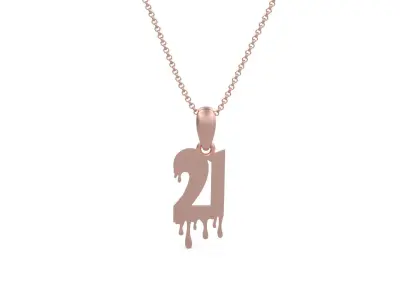Model 1254 21 Bloody Terror Initial Number Pendant 3D print model