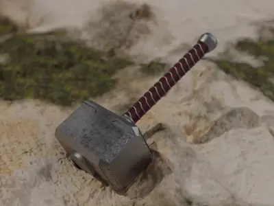 Thors hammer  Low-poly 3D model