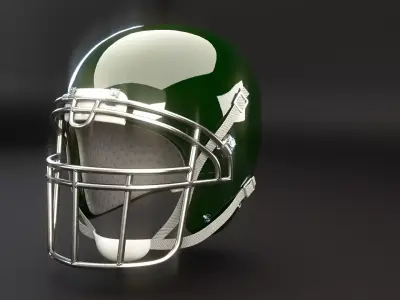 Green American Football Helmet Low-poly 3D model