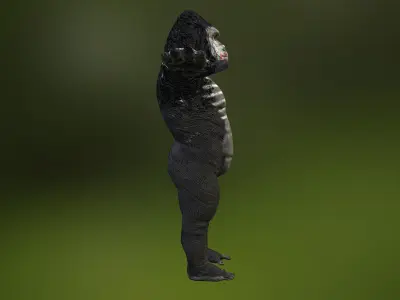 Gorrila warrior with weapons game ready model with pbr textures Low-poly 3D model