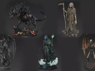 Horror Statue Mega Pack 3D Models Low-poly 3D model