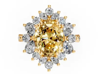 Yellow Citrine Cocktail Ring Free 3D print model