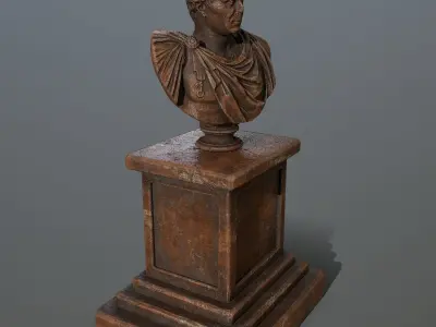 Pompee bust of roman emperor Low-poly 3D model