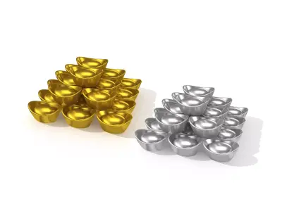 Gold Bar - Silver Bar 3D Model Collection