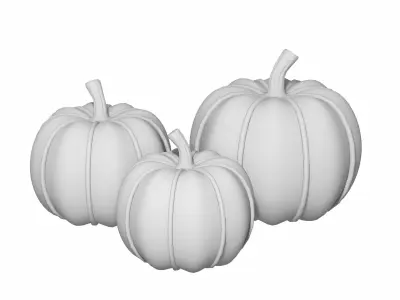 Fabric Pumpkin Decor SET 3D model