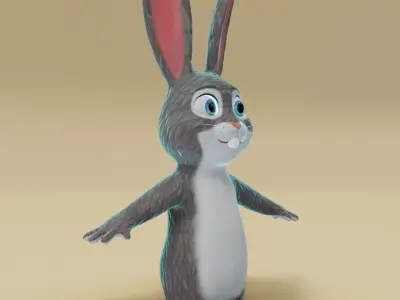 Bunny 3D Model cartoon Low-poly 3D model