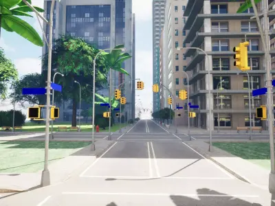 City Downtown Skyscraper Street - Unreal - Lot 11 Low-poly 3D model