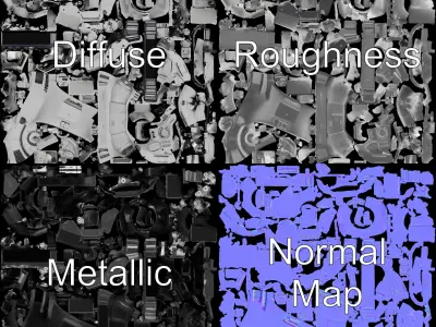 Futuristic Tank Model Pack with Detailed Armor Design Low-poly 3D model