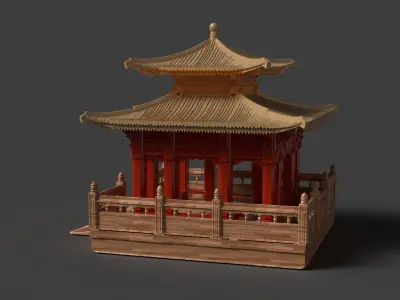 Chinese ancient pavilion figure  3D model
