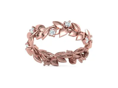 Floral Leaves Eternity Ring Nature Inspired Leaves Ring 7US 3D print model