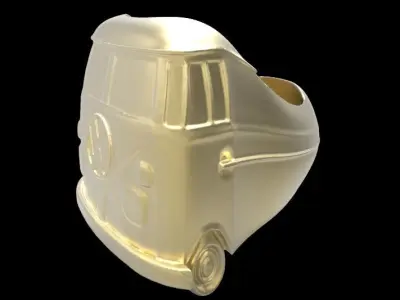Hippie Van Car Front Grill Unisex Mens Ring 3D print model