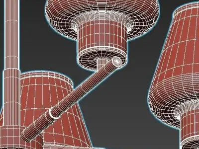 goreyn five light chandelier with gold and glass shades 3D model