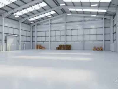 Industrial Warehouse Interior 11b - Textured - UE5 - Blender Low-poly 3D model