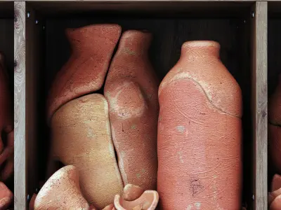 Dishes clay splinter old n2 3D model