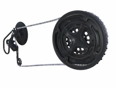 Bicycle Crank set and Chain 3D Model 3D model