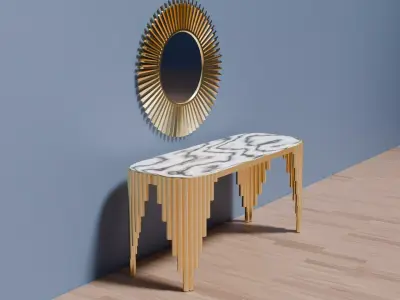 Luxury Marble Console Table High-Quality 3D Model Low-poly 3D model