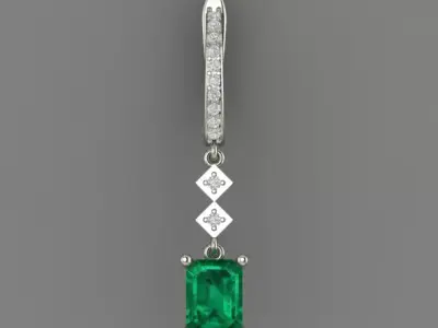 Emerald center engagement ring with earrings 3D print model