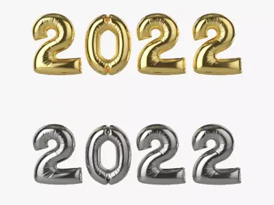 Foil balloon 2022 year numbers 3D model