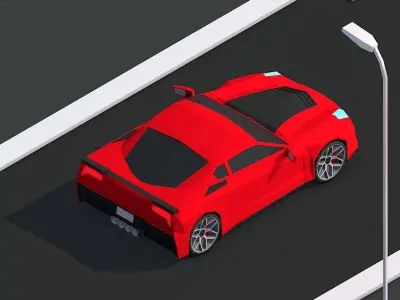 Cartoon Low Poly Sportcar Low-poly 3D model