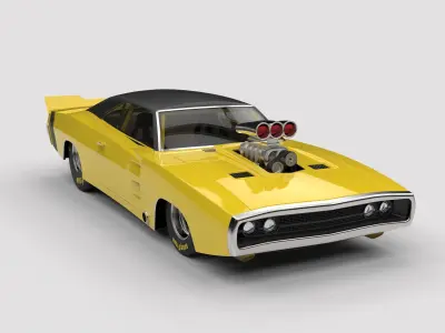 Dragster Dodge Charger 1970 3D model