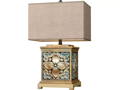 Wood Aged Arabic Oriental Nightstand bedside Eastern Table Lamp 3D model