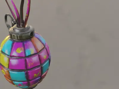 Colorful Bunny Grenade Low-poly 3D model