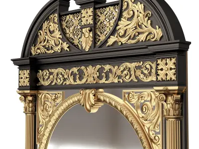 Carved Classic Mirror 07 Low-poly 3D model