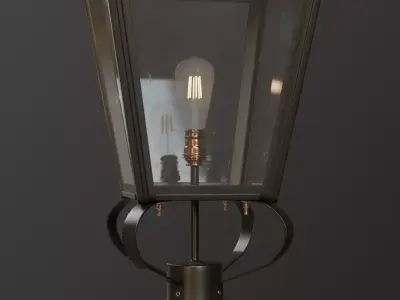 Old lamp post number one and ST64 6W bulb 3D model