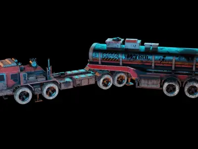 TRUCK oil tanker game ready Low-poly 3D model