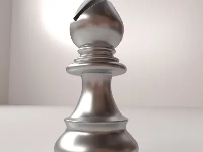 Bishop silver chess piece 3D model