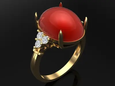 Gemstone Rings - Oval stone ring - Womens Rings 3D print model