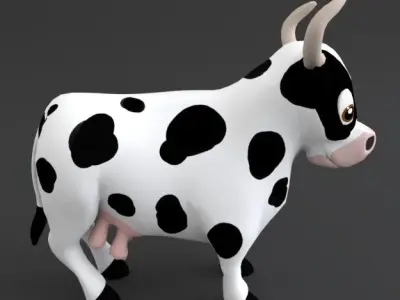 Cow Cartoon Low-poly 3D model