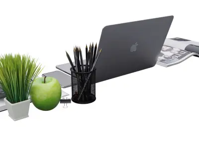 desk decoration macbook pro apple iphone x 3D model