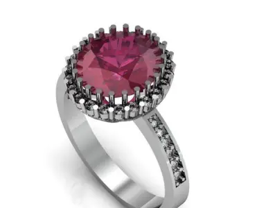 ruby oval with daimond ring 3D print model