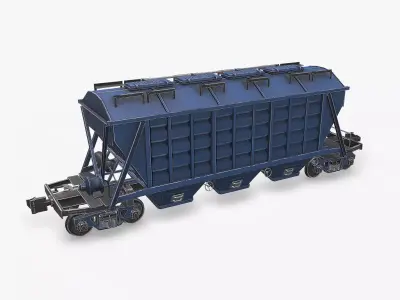 Old Hopper Wagon Low-poly PBR Low-poly 3D model
