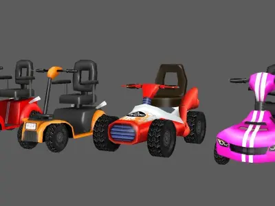 cartoon mobility scooters with upgrades  Low-poly 3D model