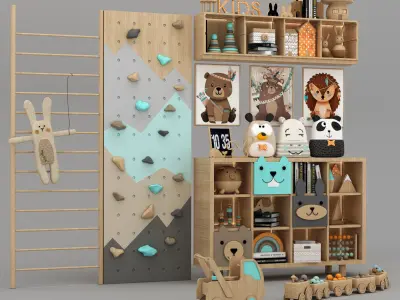 toys and furniture set Low-poly 3D model